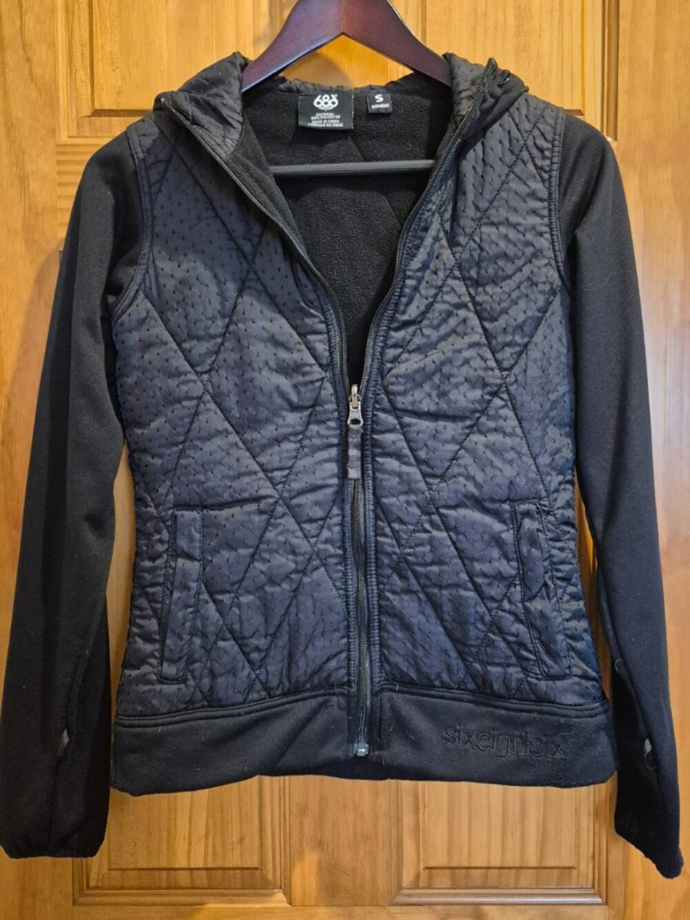 686 Black Hoodie (Liner) with Quilted Design